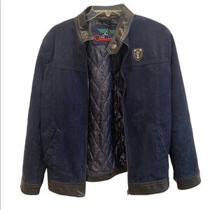 A COLLEZIONI MEN'S FAUX SKIN SUEDE / LEATHER BLUE JACKET SIZE Small